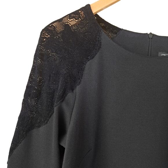 PIETRO BRUNELLI Black Maternity A-line Dress Small Lace Shoulder Office Party - Picture 9 of 12